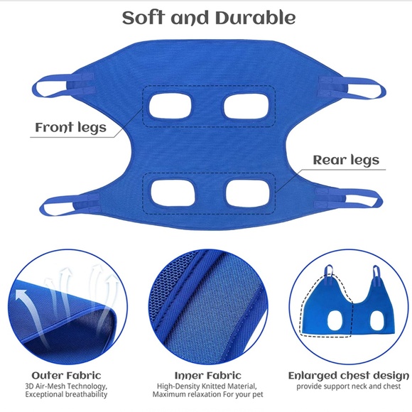 NEW Pet Grooming Hammock Harness with Nail Clippers, File, and Comb Blue Size S - Picture 3 of 5